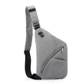 Men's grey Oxford cloth chest bag with one shoulder strap and letter detailing
