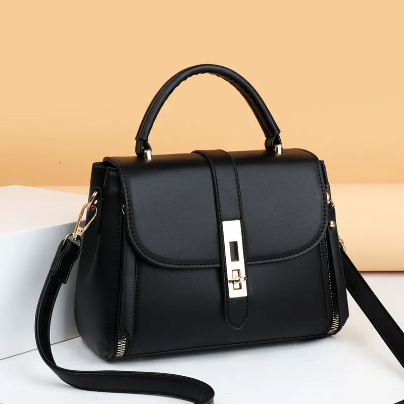 Soft PU leather women's shoulder bag in square vertical design with single strap