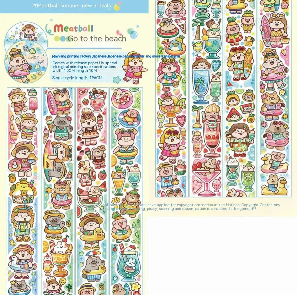 Haemorrhoid tape packaging stickers with cute cartoon characters on Japanese paper