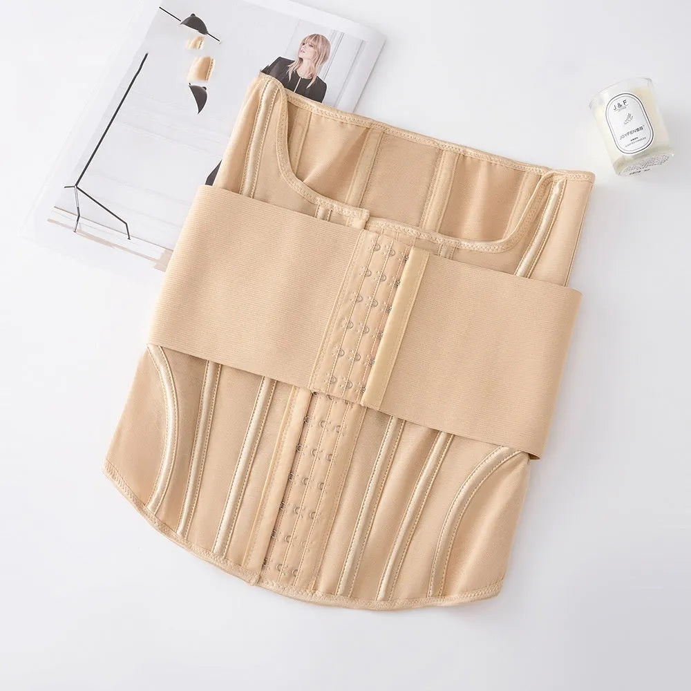 Nylon belly band waist trainer for fitness available in black or apricot colour