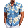 Men's slim fit Hawaiian short sleeve shirt in a colourful pattern.