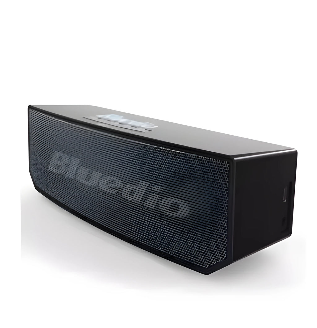 Black BS-6 cloud smart speaker showing compact design with Bluetooth connectivity.