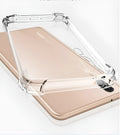 Clear transparent phone case for Huawei and Honor smartphones showing airbag protection design
