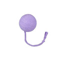 Cat toy ball with attached rope in green, pink, purple or yellow colours showing 3cm and 6cm size options