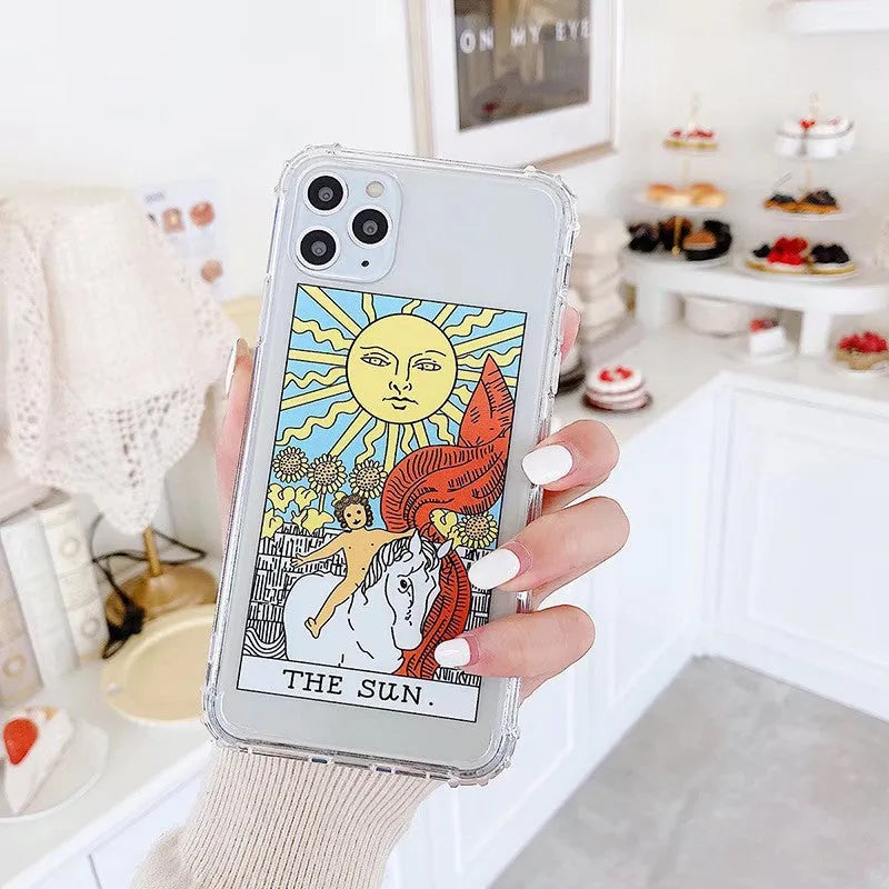 Creative Mythology comic graffiti iPhone case in Sun and Moon colours on a silicone TPU back cover.