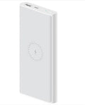 White and black 10000mAh power bank with USB Type-C and wireless charging