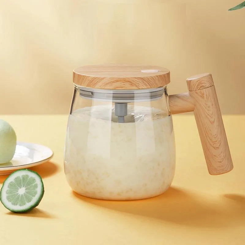 400ml electric self-stirring borosilicate glass coffee mug in champagne gold colour