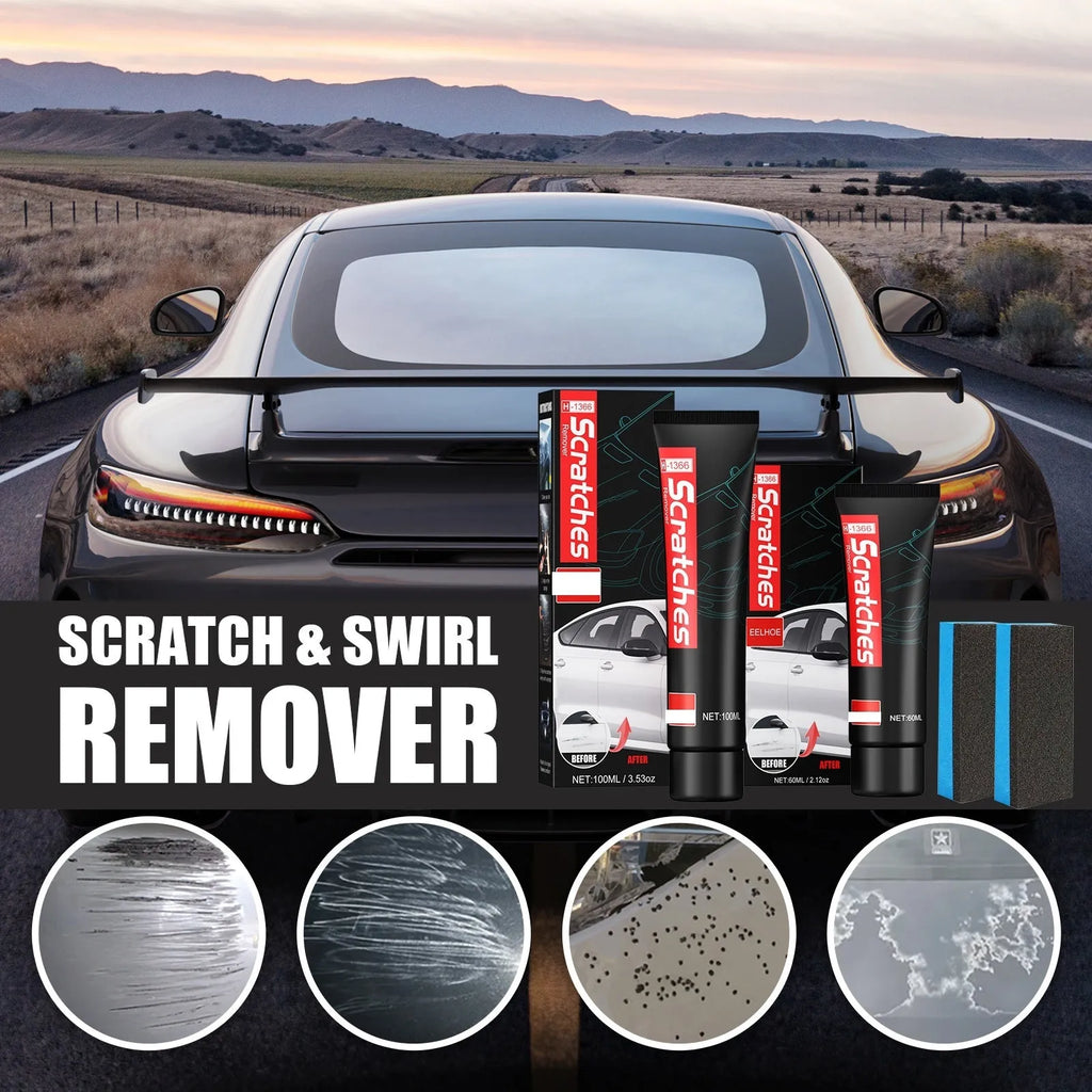 Automotive scratch repair cream in 60ml and 100ml containers for paint cleaning
