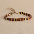Geometric glass beaded bracelet in five colour options with pull beads adjustment