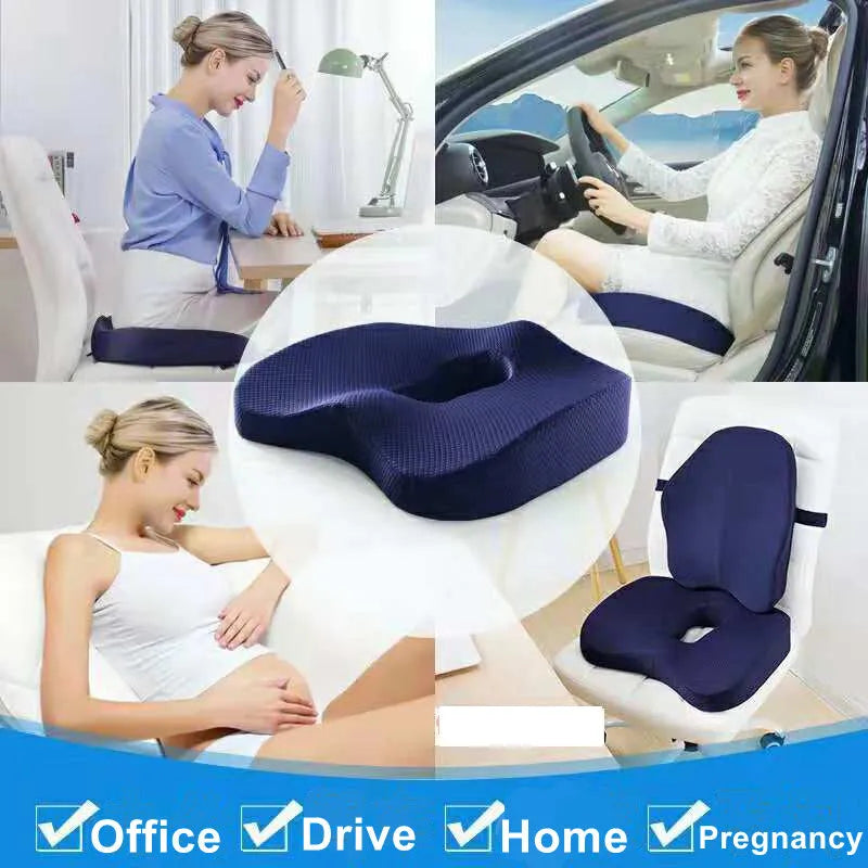 Car memory cotton cushion in navy polyester foam seat pad on a car seat