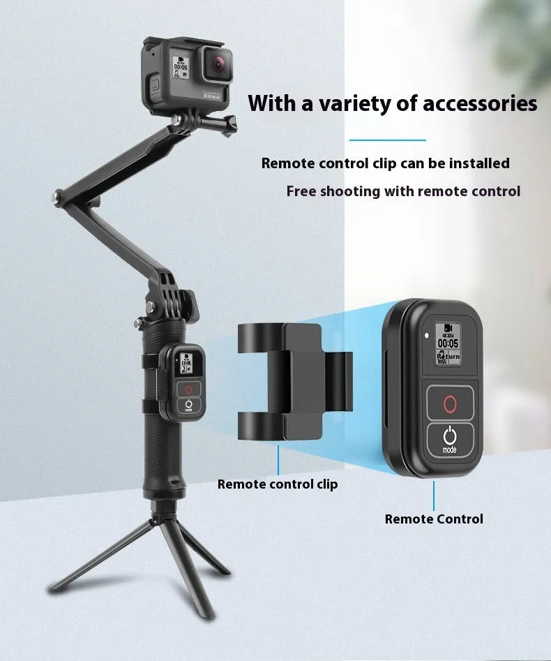 Black portable folding camera tripod for GoPro Hero9 Hero8 Hero7 Hero6 Hero5 Hero4 action cameras