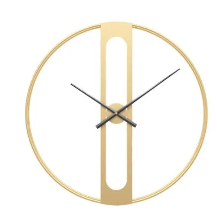 Round metal wall clock in black and gold finish options, 50cm diameter analogue face