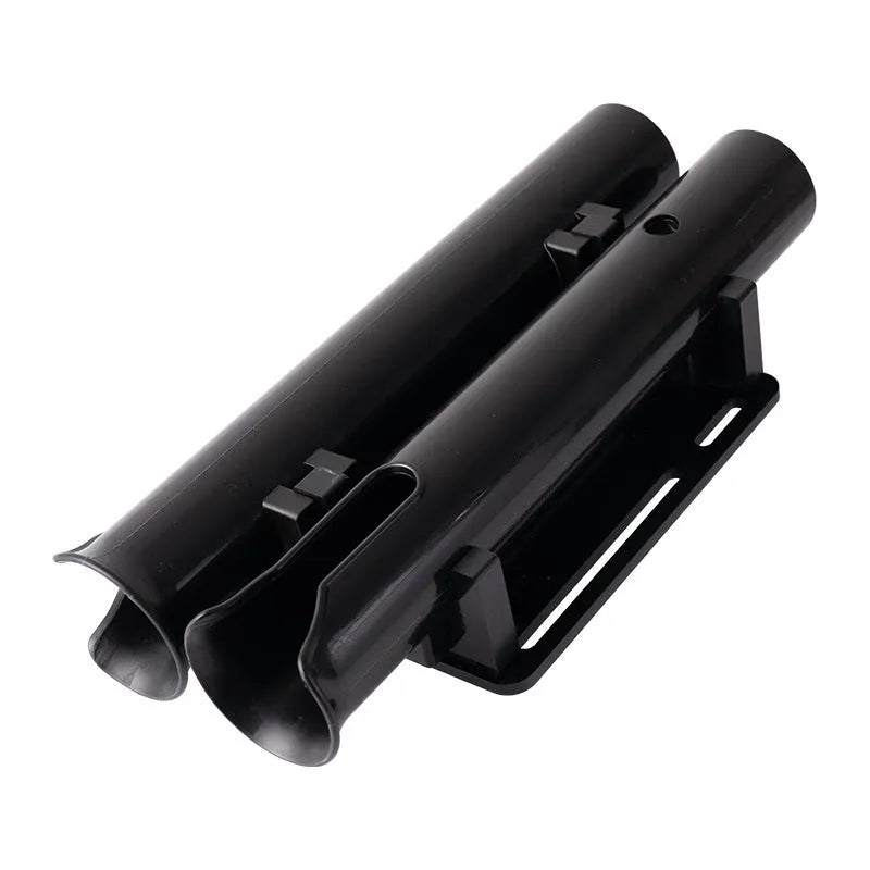 Carbon fishing rod rack mounted on bicycle frame with double-layer plastic construction
