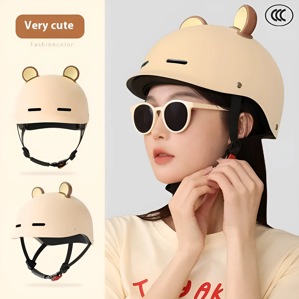 3C-certified electric bicycle commuter helmet shown in mocha colour with ABS shell
