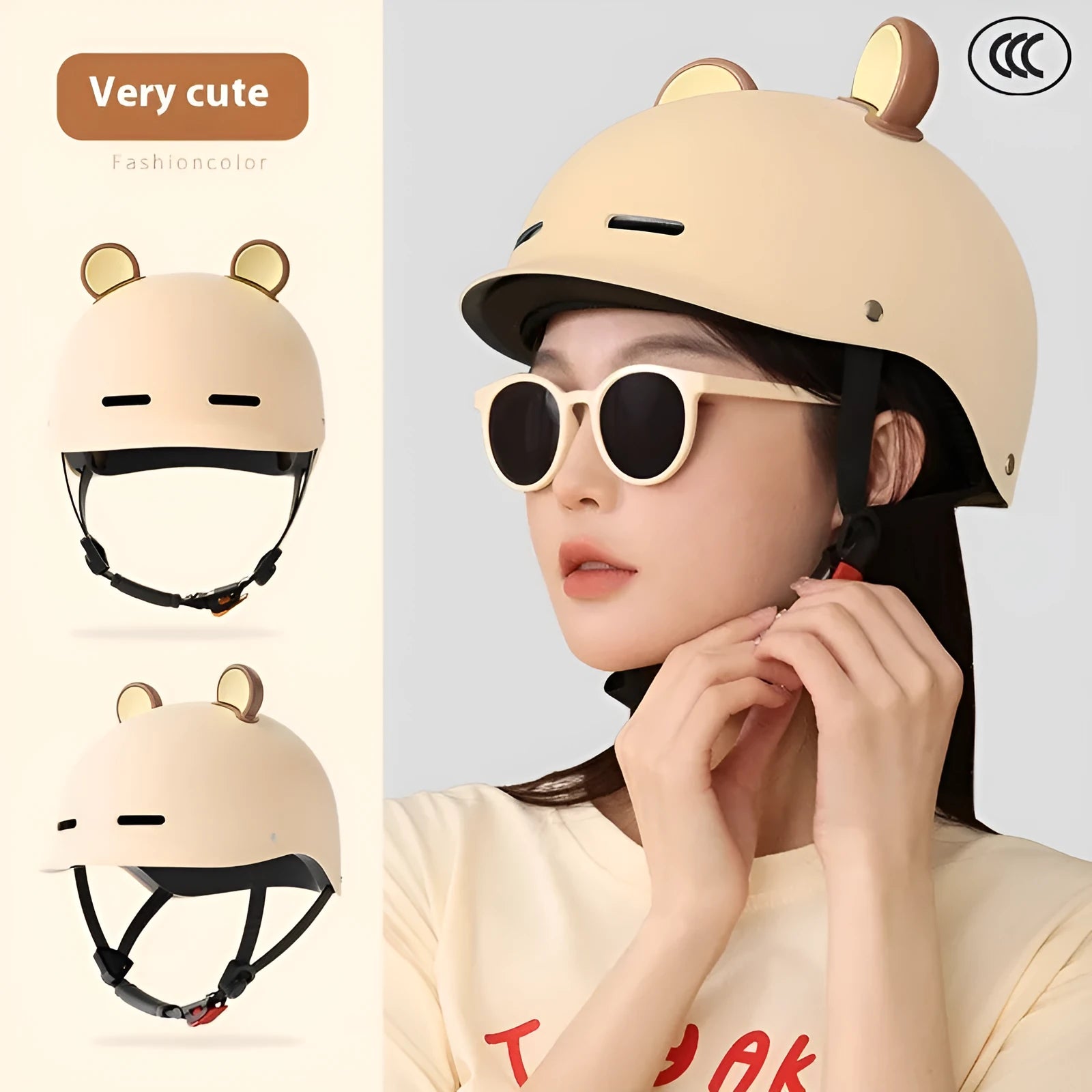 3C-certified electric bicycle commuter helmet shown in mocha colour with ABS shell