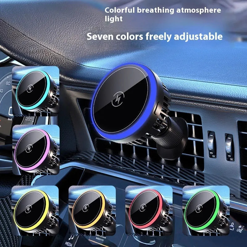 Magnetic car wireless charger navigation rack in black, 15W fast charging, 60.7 x 45.5 mm