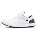 Waterproof non-slip breathable outdoor sneakers with genuine leather upper and natural rubber outsole, white and black-and-white colours, low-top