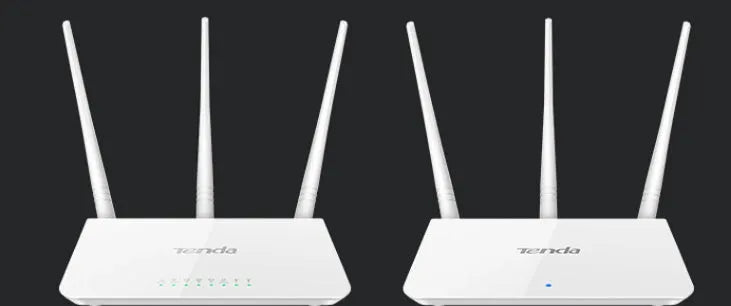 White wireless router with dual-band 2.4GHz and 5GHz support for wired broadband connections.