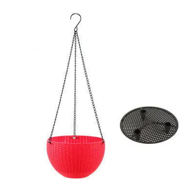 Plastic hanging plant basket with inner tank on 450mm chain