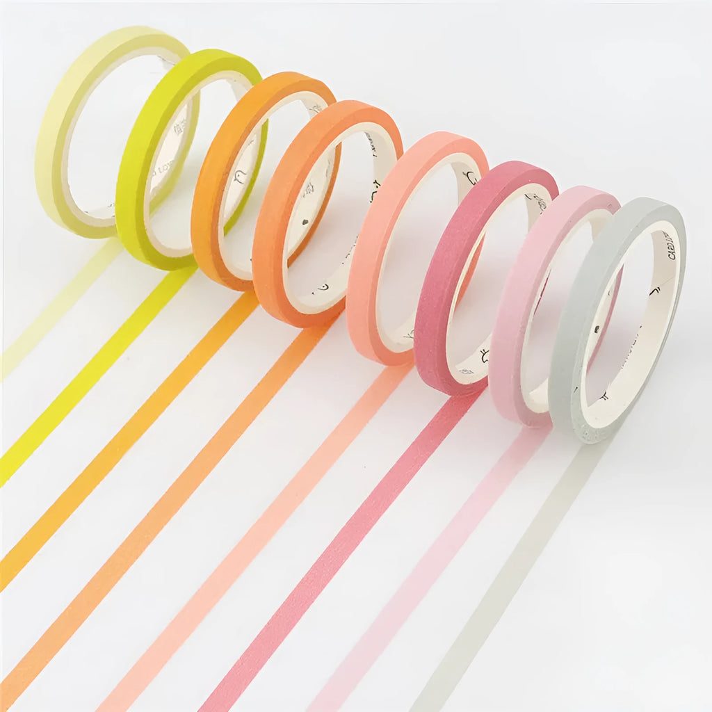 Solid colour paper tape in crimson and deep purple for account labelling, measuring 5mm by 7mm