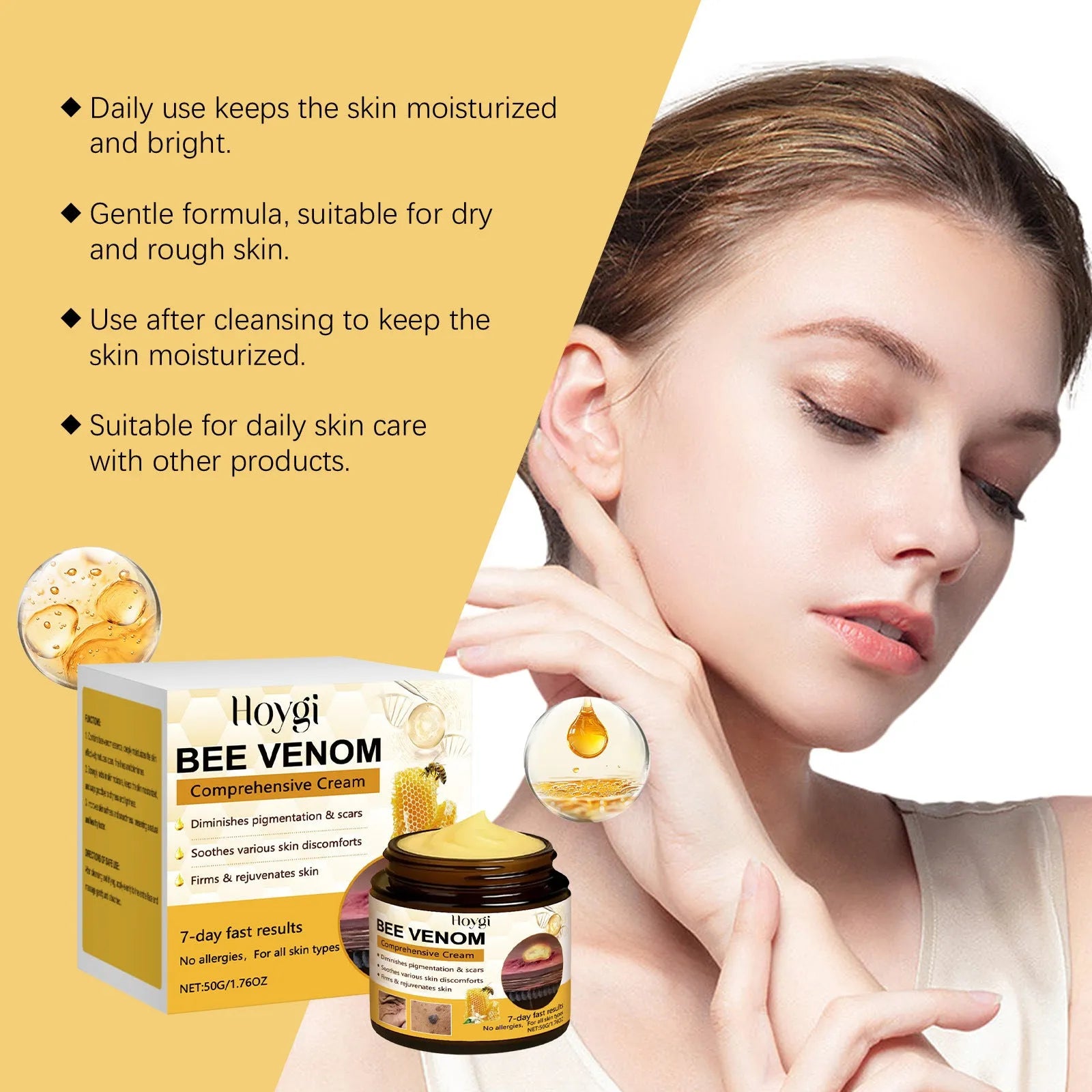 50g jar of anti-wrinkle neck cream with hyaluronic acid and collagen.