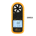 Biaozhi orange digital portable wind speed measuring instrument GM816 anemometer on hand.