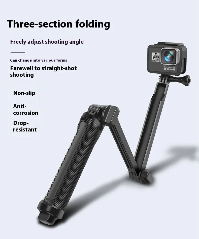 Black portable folding camera tripod for GoPro Hero9 Hero8 Hero7 Hero6 Hero5 Hero4 action cameras