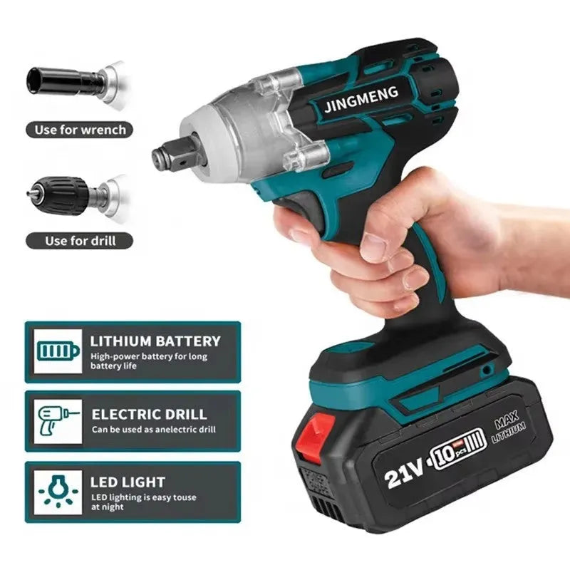 21V brushless electric impact wrench with lithium battery and 12.4mm chuck