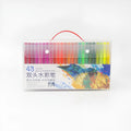 Set of 48 double-ended watercolour pens with soft tips and fine nibs in a plastic storage box.