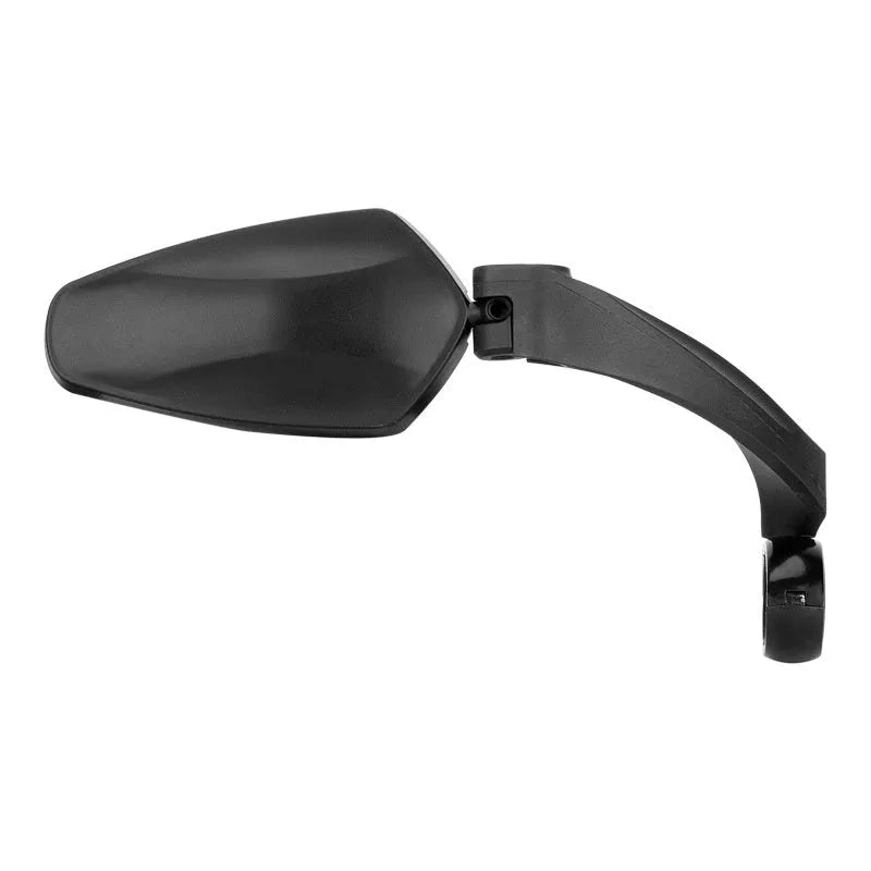 Black mountain bike rearview mirror made from PMMA acrylic measuring 210mm by 102.5mm