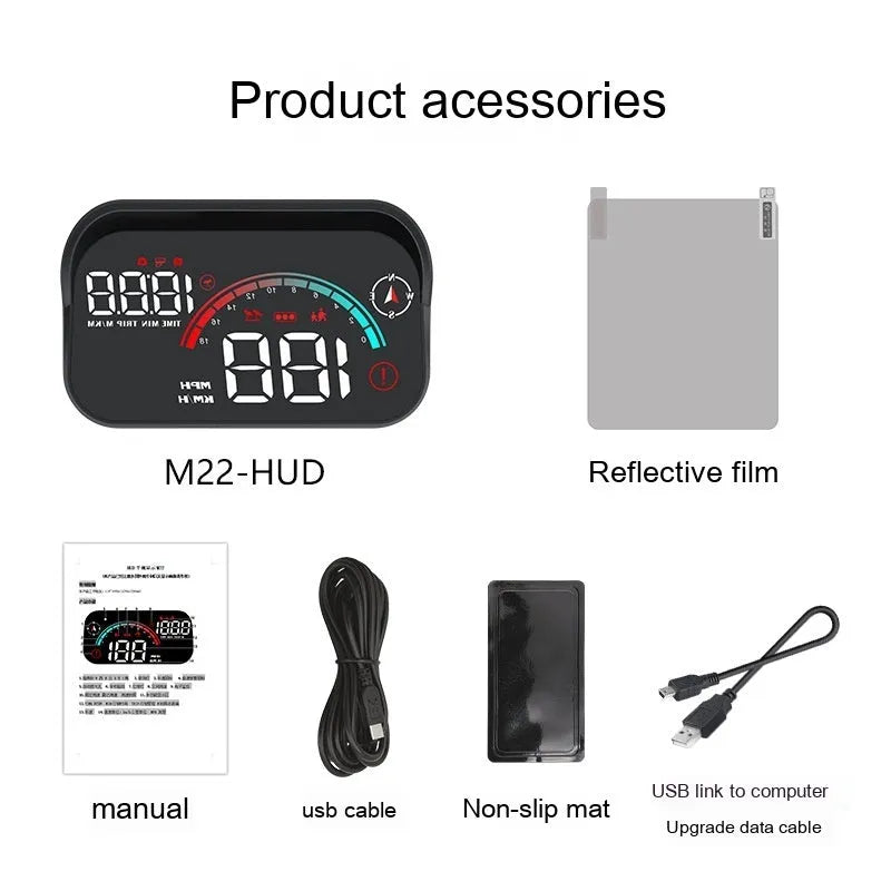 Black universal car head-up display projector with GPS and compass functions