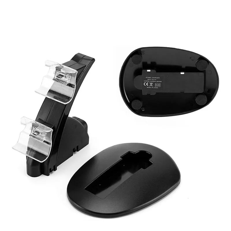 Black Xbox One dual controller charging stand showing two controller charging slots and USB cable connection