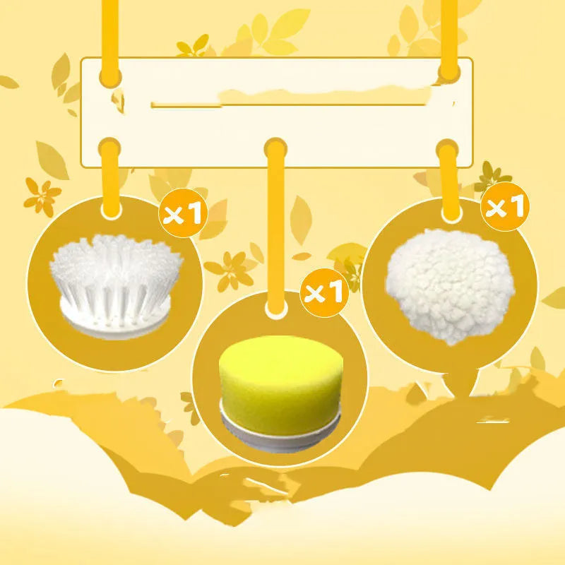 Rechargeable electric kitchen scrubber brush with multiple nylon brush heads and storage hook