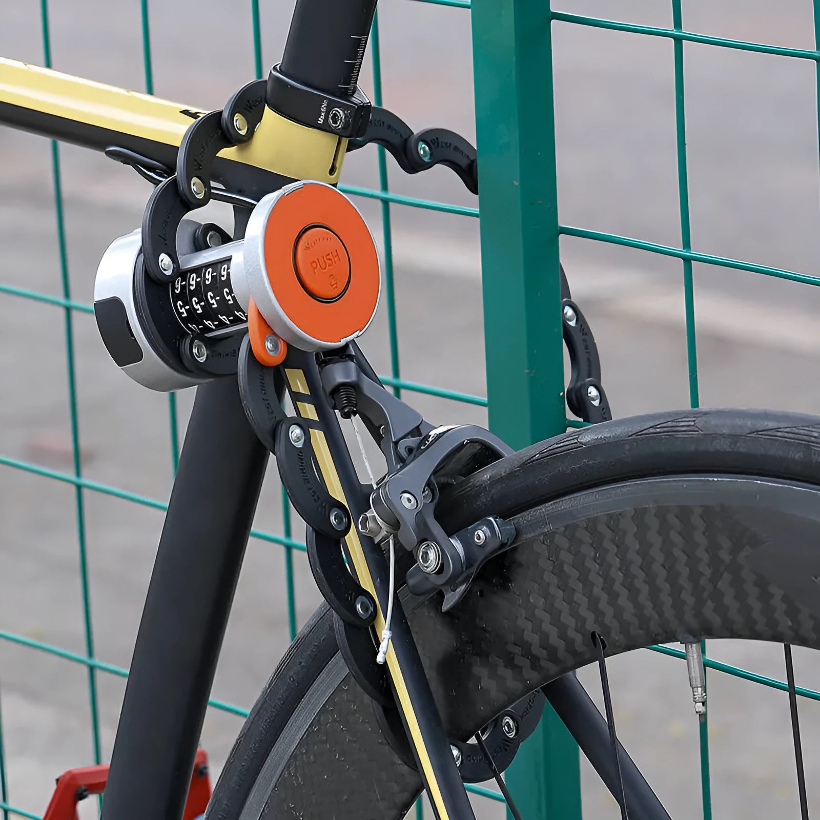 Bicycle anti-theft fliplock bottle cage with password lock in black colour