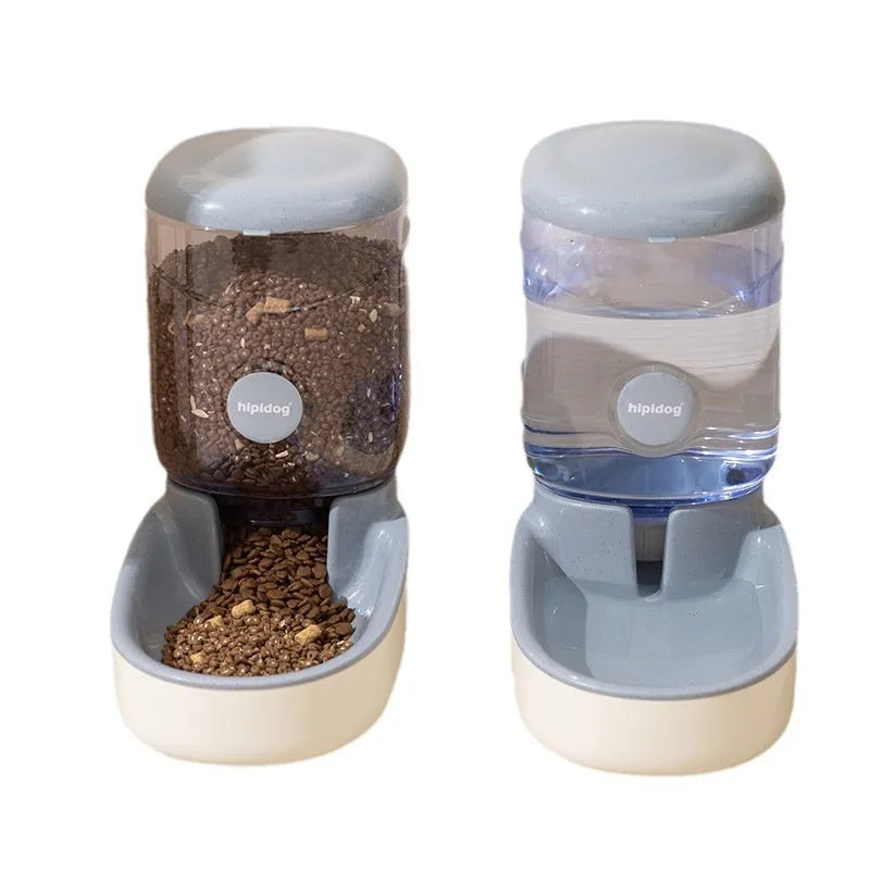 Second generation 3.8 litre automatic pet water fountain and feeder in grey, blue, green, or pink colour for dogs and cats.