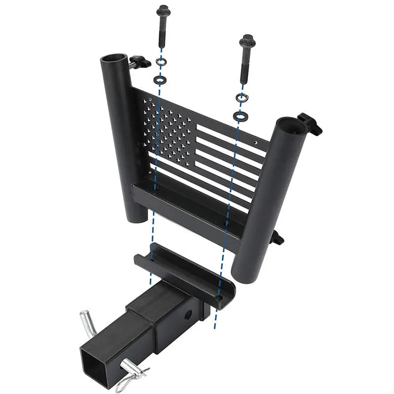 Upgraded double tube steel flagpole seat bracket for car truck RV mount