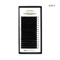 A 16-row dense tray of matte round wool false eyelashes made from mink hair, showing variations in length.