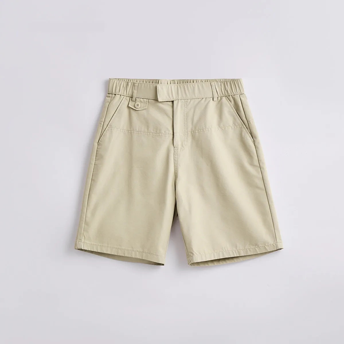 Men's light blue cotton blend casual shorts with a loose fit and micro elasticity.