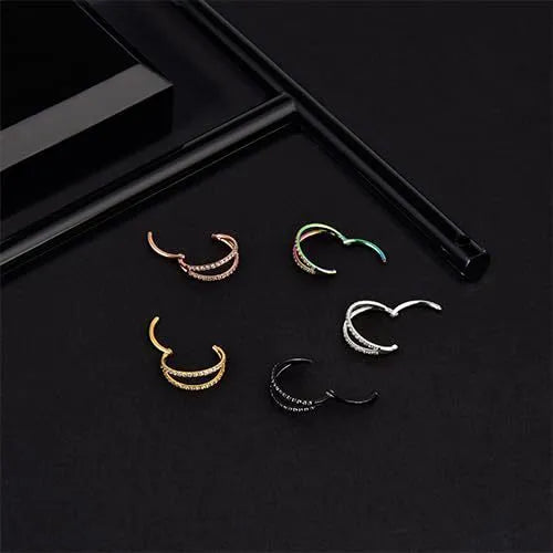 G23 titanium alloy lip ring nose ring earring in gold or steel colour with diamond treatment
