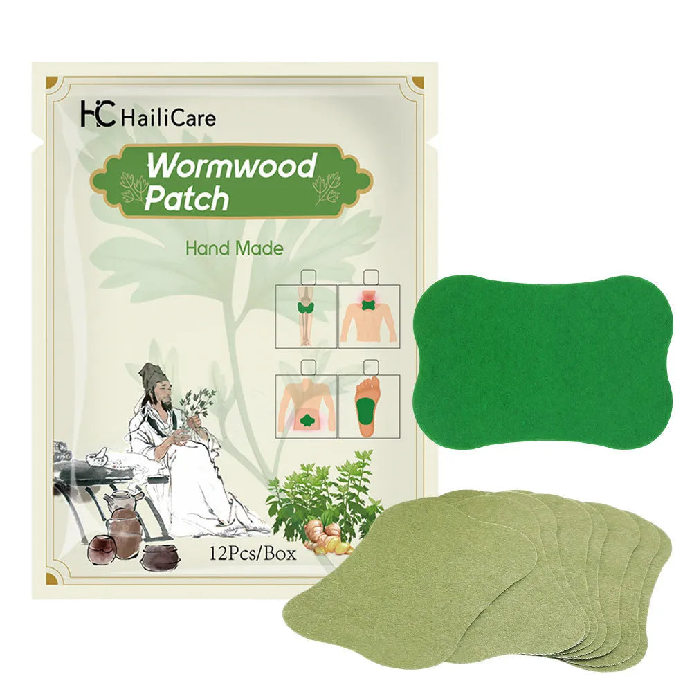 Chinese mugwort herbal patches pack with 12 stickers for knee, lumbar, cervical and foot application