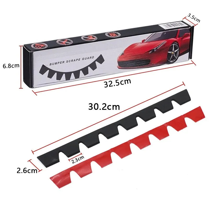 Set of eight black car bumper anti-collision protection bars measuring 30.2 x 2.6 cm each