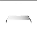 Silver aluminium alloy single layer monitor riser stand on desk with laptop