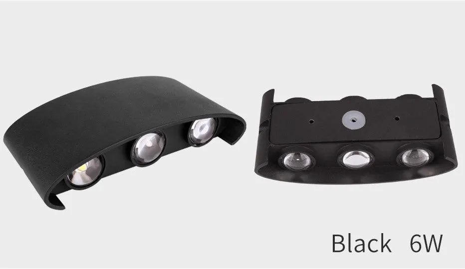 Waterproof LED wall lamp with aluminium shell in white, 60-degree beam angle, outdoor wall mounting