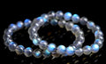 Natural cream body blue moonlight crystal bracelet showing grinding treatment details