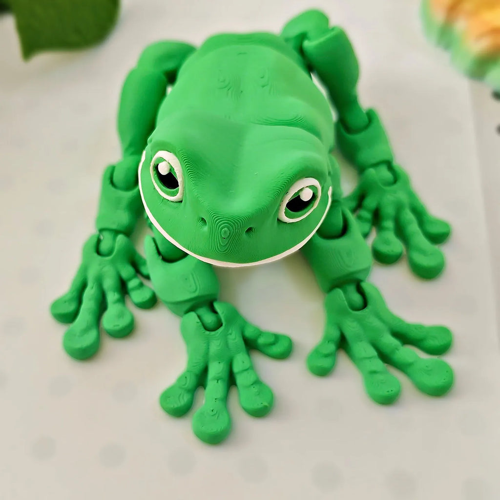 Lucky Tree Frog forest green PLA plastic movable magnetic small animal toy 18cm