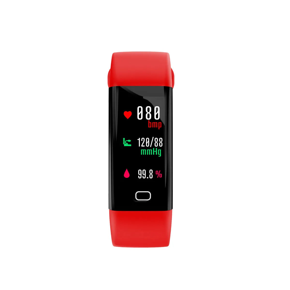 Big Screen Smart Band fitness tracker with OLED display shown in multiple colour options on a wrist.