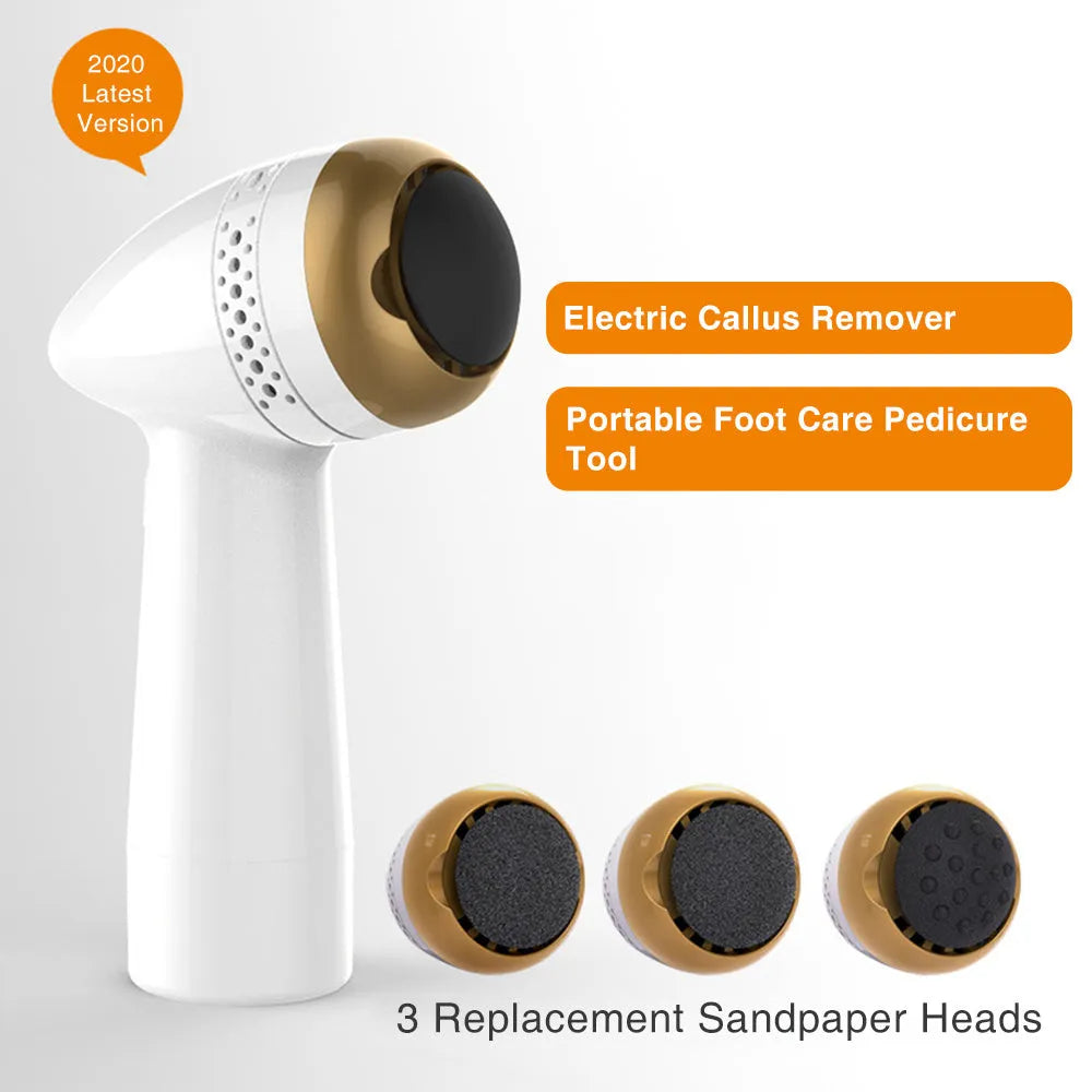 Electric foot grinder device with quartz grinding head in gold and silver colour options