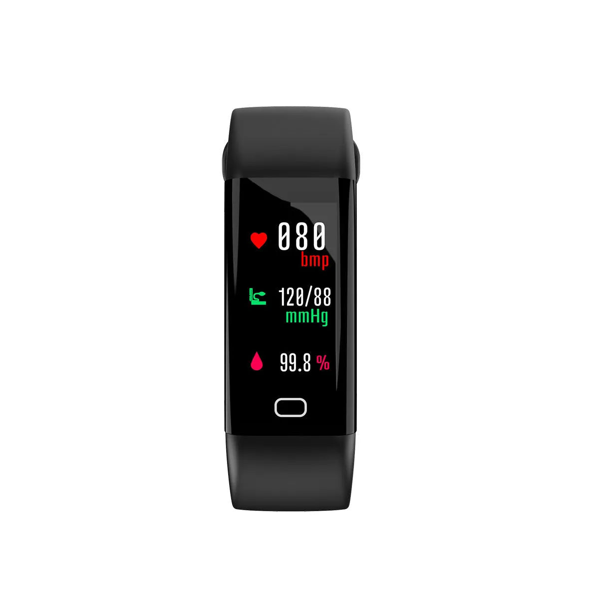 Big Screen Smart Band fitness tracker with OLED display shown in multiple colour options on a wrist.