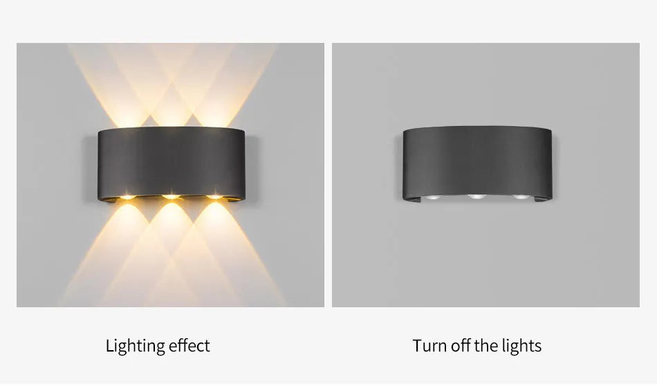 Waterproof LED wall lamp with aluminium shell in white, 60-degree beam angle, outdoor wall mounting