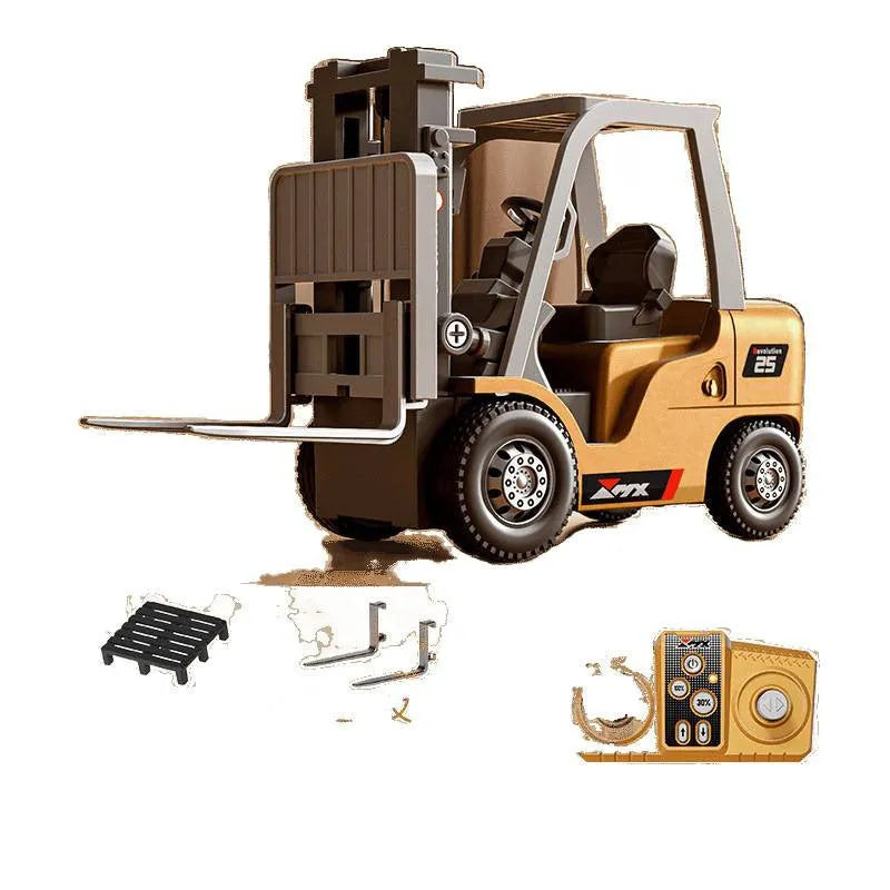 1:64 scale mini alloy forklift remote control car with Bluetooth dual-mode operation and cargo accessories